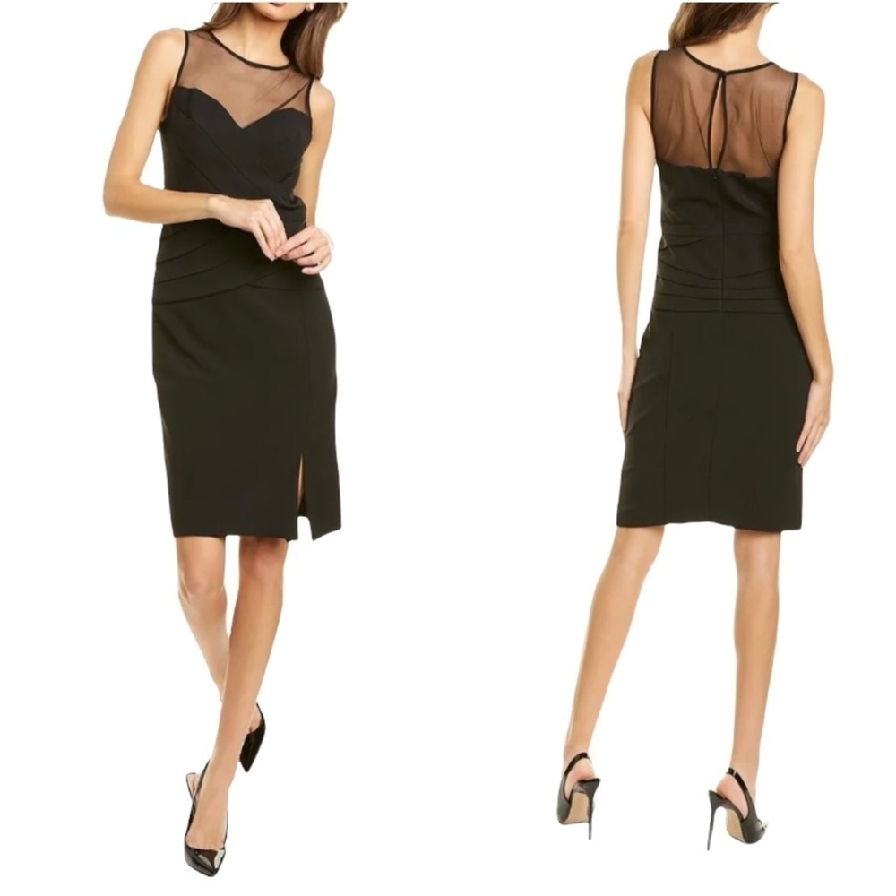Aidan Mattox Pleated Fit And Flare Black Cocktail Dress Size 10 NWT